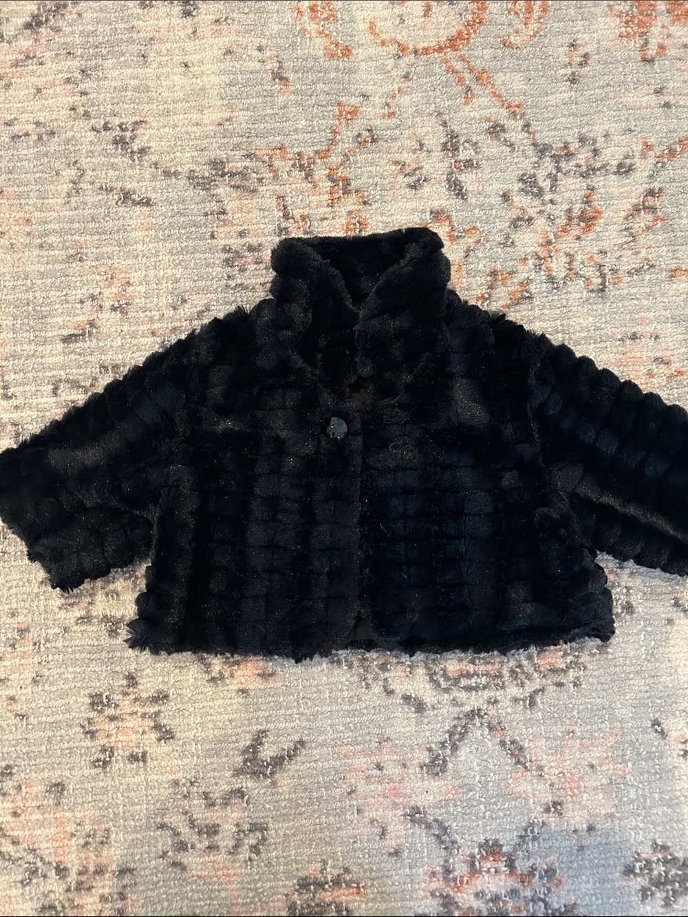 Hartstrings Little Girls Black Faux Fur Coat
